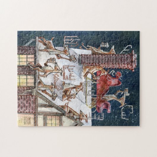 Charmantes Rentier-Kaffeepause-Puzzle Puzzle (Horizontal)