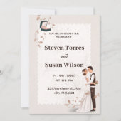 Charmantes Romantisches Beige gezeichnet Einladung (Vorderseite)