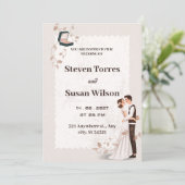 Charmantes Romantisches Beige gezeichnet Einladung (Stehend Vorderseite)