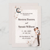 Charmantes Romantisches Beige gezeichnet Einladung (Vorne/Hinten)