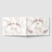 Charmantes Rosa Blumenmarmor Girl Taufe Gästebuch (Voll)