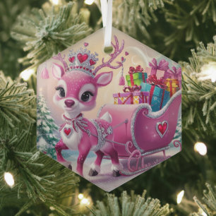 Charmantes Rosa Rentier Weihnachtsschmuck