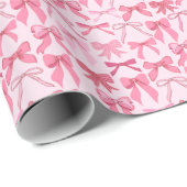 charmantes rosa Schleifenmuster Geschenkpapier (Rolleneckpunkt)