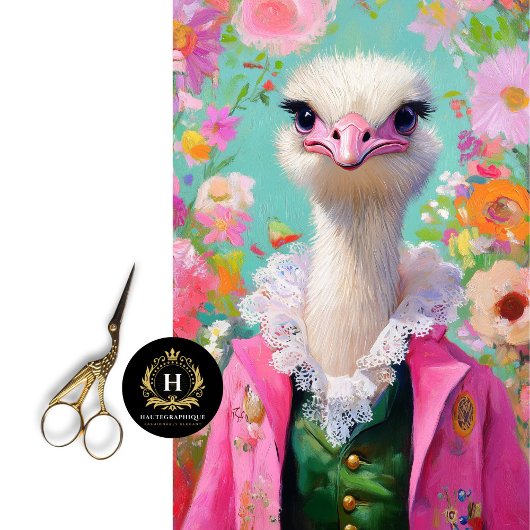 Charmantes Rosa und grünes Straußendekoupage Seidenpapier