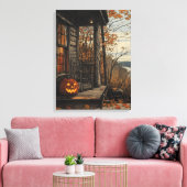 Charmantes Rustikales Halloween Bauernhaus Leinwanddruck (Insitu (Wohnzimmer))