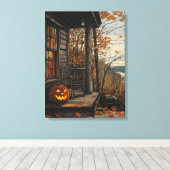 Charmantes Rustikales Halloween Bauernhaus Leinwanddruck (Insitu (Holzboden))