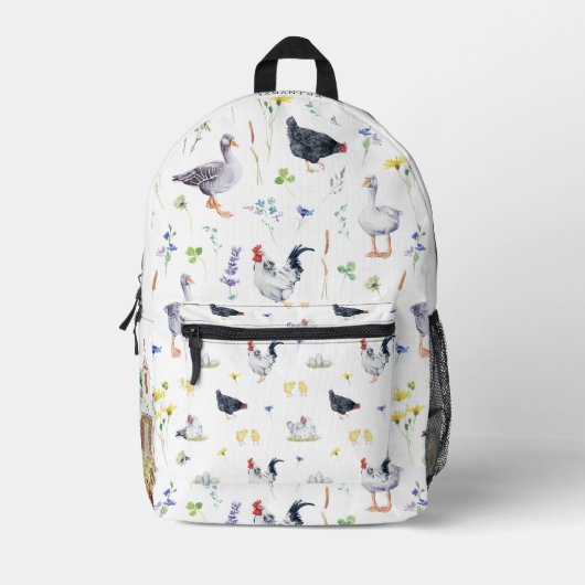 Charmantes Rustikales Landhaus Hühner | Monogramm Bedruckter Rucksack (Vorderseite)
