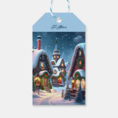 Charmantes Schneedorf Geschenkanhänger (Rückseite)