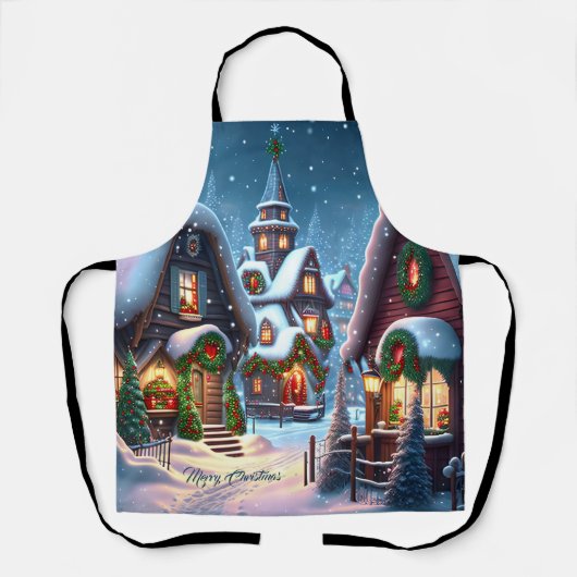 Charmantes Schneedorf Schürze (Vorderseite)