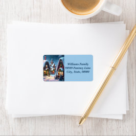 Charmantes, schneesicheres Weihnachtsdorf Adressaufkleber