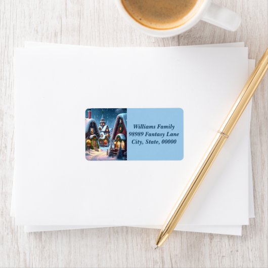 Charmantes, schneesicheres Weihnachtsdorf Adressaufkleber (Insitu)