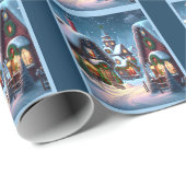 Charmantes, schneesicheres Weihnachtsdorf Geschenkpapier (Rolleneckpunkt)