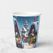 Charmantes, schneesicheres Weihnachtsdorf Pappbecher (Rückseite)