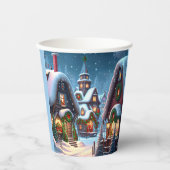 Charmantes, schneesicheres Weihnachtsdorf Pappbecher (Vorderseite)