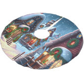 Charmantes, schneesicheres Weihnachtsdorf Polyester Weihnachtsbaumdecke (Schrägansicht)