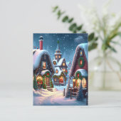 Charmantes, schneesicheres Weihnachtsdorf Postkarte (Stehend Vorderseite)