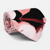 Charmantes Schwarz-Rosa-Kirschblossom-Muster Krawatte (Gerollt)