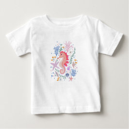 Charmantes Seepferd und Korallenriff Baby T-shirt
