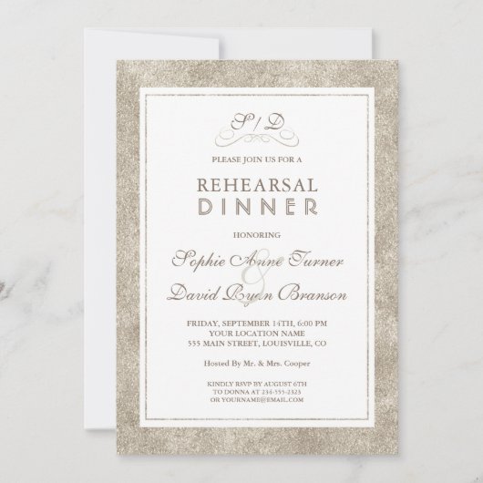 Charmantes Silver Border Probe Dinner Einladung (Vorderseite)