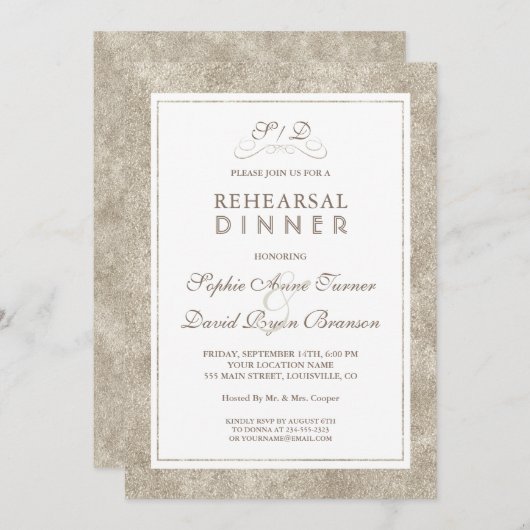 Charmantes Silver Border Probe Dinner Einladung (Vorne/Hinten)