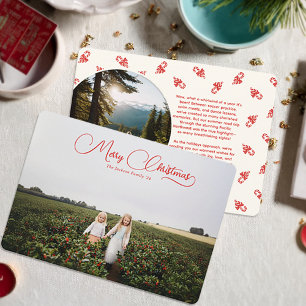 Charmantes Skript Weihnachtsfeiertag Zwei Fotokart Feiertagskarte