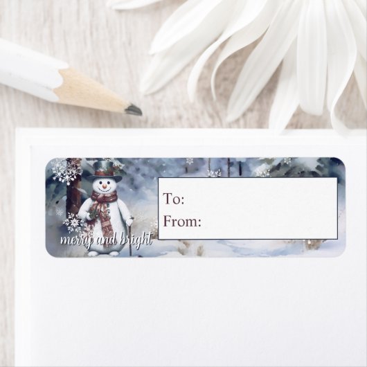 Charmantes Snowman Watercolor Winterwald Geschenk (Insitu)