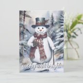 Charmantes Snowman Watercolor Winterwald Party Einladung (Stehend Vorderseite)