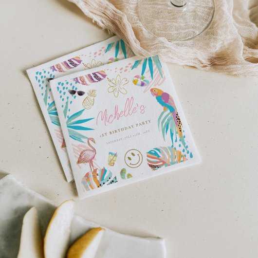 Charmantes tropisches Thema Geburtstag Serviette