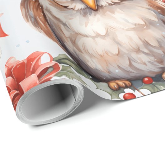 Charmantes Urlaubspapier mit Eulen geschmückt Geschenkpapier (Rolleneckpunkt)