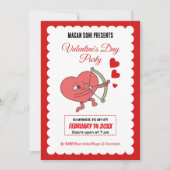 Charmantes Valentinstag-Party | Herz und Rose Einladung (Vorderseite)