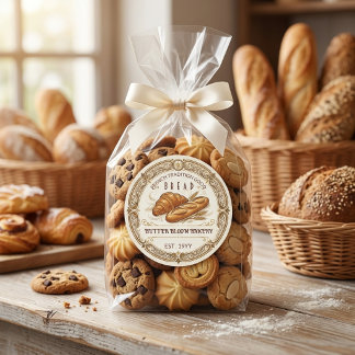 Charmantes Vintage-Butter-Bloom-Bäckerei Runder Aufkleber