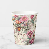 Charmantes Vintages Inspiriertes Sommerfloral Pappbecher (Rückseite)