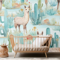 Charmantes Wasserfarben Llama & Wüste Cacti Muster