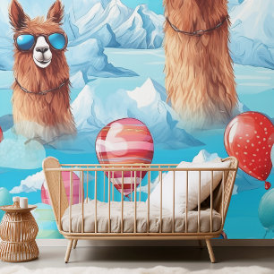 Charmantes Wasserfarben Llama & Wüste Cacti Muster Tapete