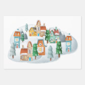 Charmantes Weihnachtsdorf Houses Trees Snow Geschenkpapier Set (Vorderseite 2)