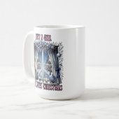 Charmantes Weihnachtsfenster mit Schneeblick Kaffeetasse (Vorderseite Links)