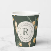 Charmantes Weihnachtswald Green Monogram Pappbecher (Rückseite)