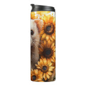 Charmantes weißes Frettchen mit Sonnenblumen Thermosbecher (Nach rechts gedreht)