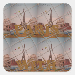 Charme aus Paris mit Liebe J'aime Paris Design Quadratischer Aufkleber