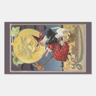Charme der Hexenstunde Halloween Vintage Rechteckiger Aufkleber
