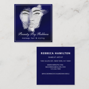 Charme einfache Retro Makeup Artist Blue Quadratische Visitenkarte