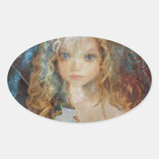 Charme - Fairy Angel mit Fairy Dust Segen Ovaler Aufkleber