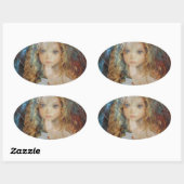 Charme - Fairy Angel mit Fairy Dust Segen Ovaler Aufkleber (Blatt)