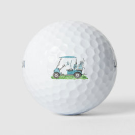 Charme Golf Cart Blue Monogram Wasserfarbe Golfball