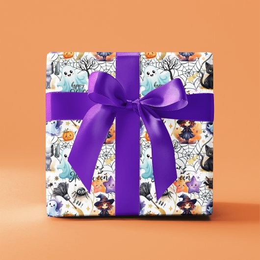 Charme Halloween Wrapping Paper Orange - Lila Geschenkpapier Set