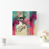 CHARME-MONOGRAMM QUADRATISCHE WANDUHR (Zuhause)