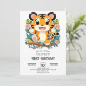 Charme Niedlich Tiger 1. Geburtstag digital Einladung (Stehend Vorderseite)