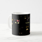 Charme schwarze Katzengelbe Augen Kaffeetasse (Vorderseite Links)