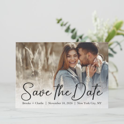 Charme und modernes Foto Save The Date (Stehend Vorderseite)