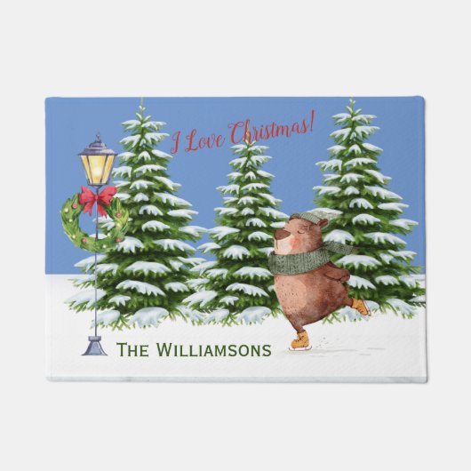 Charme Weihnachtsschneefamilie Fußmatte (Vorderseite)